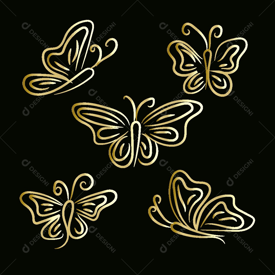 Desenho de Borboletas Feito a Mão Vetor EPS