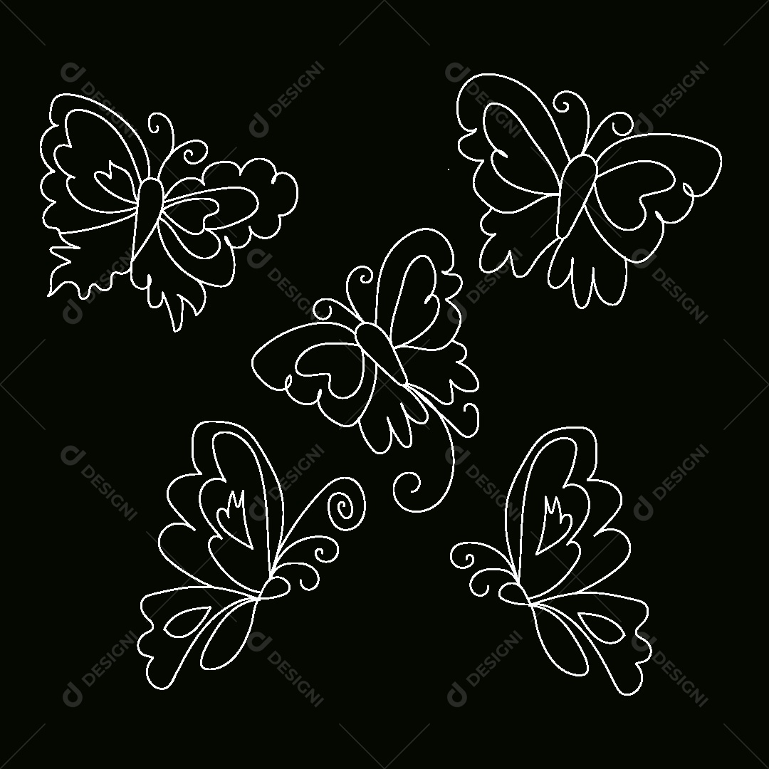 Desenho de Borboletas Feito a Mão Vetor EPS