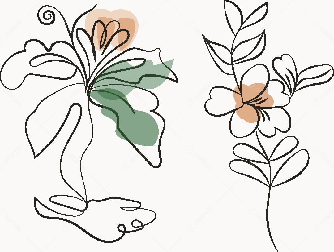 Desenho de Flores Feito a Mão Vetor EPS