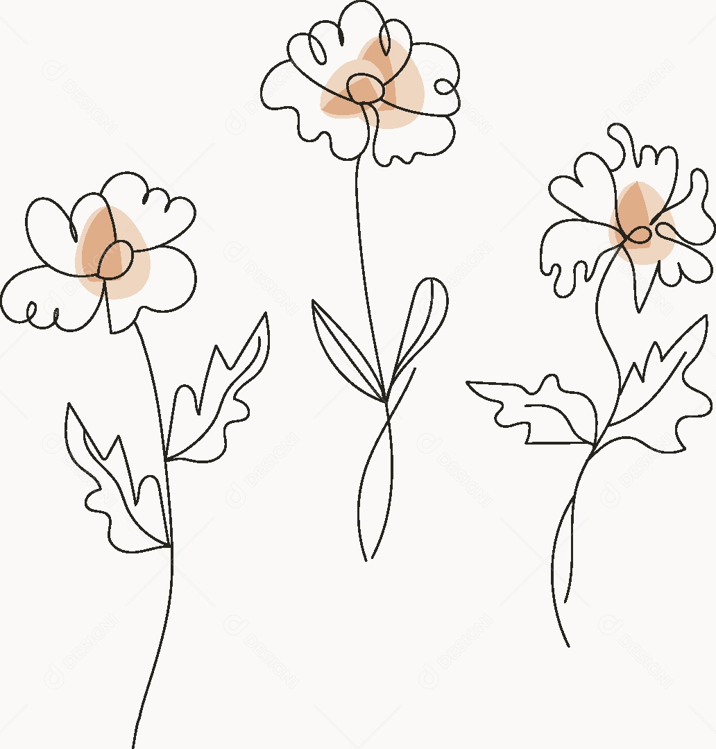 Desenho de Flores Feito a Mão Vetor EPS