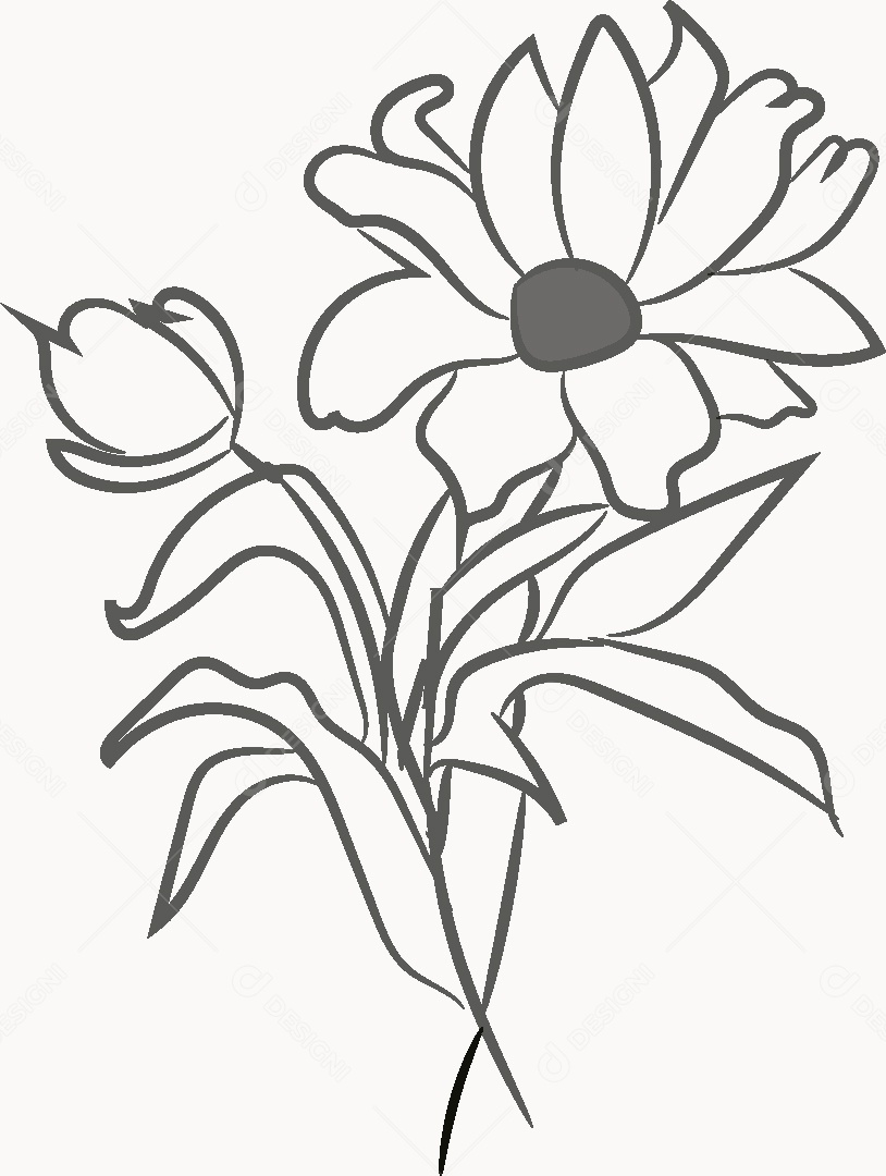 Desenho de Flores Feito a Mão Vetor EPS