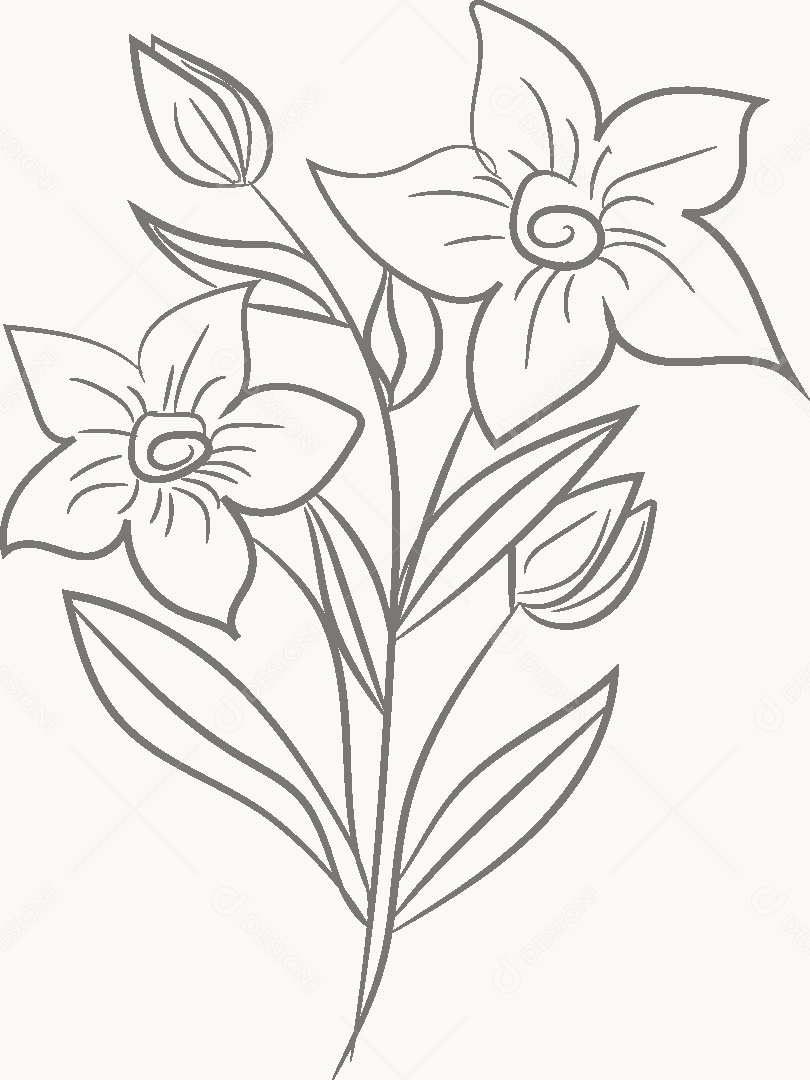 Desenho de Flores Feito a Mão Vetor EPS