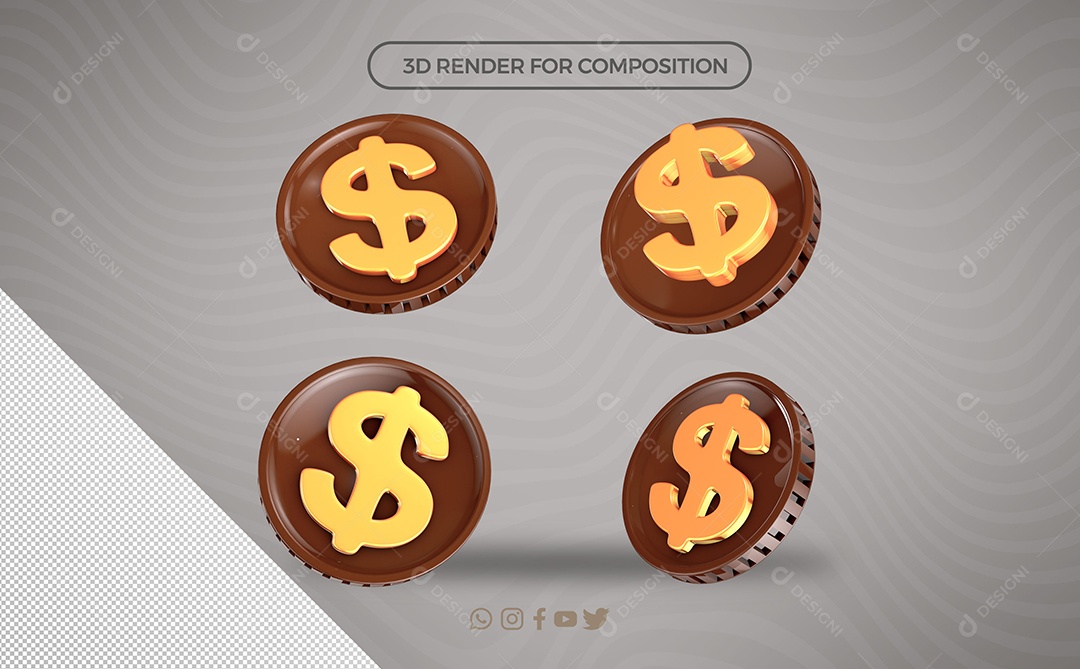 Comjunto de Cifão de Páscoa Elemento 3D para Composição PSD