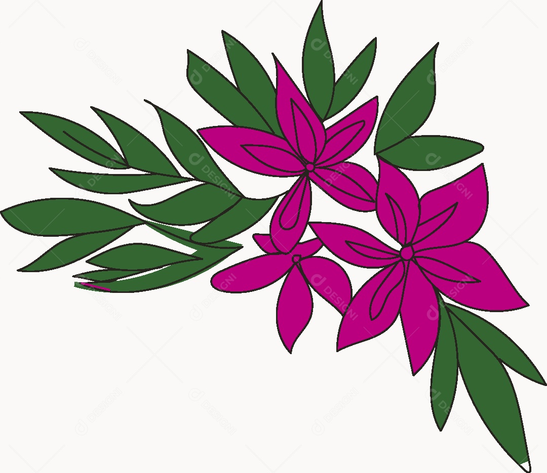 Desenho de Flores Feito a Mão Vetor EPS