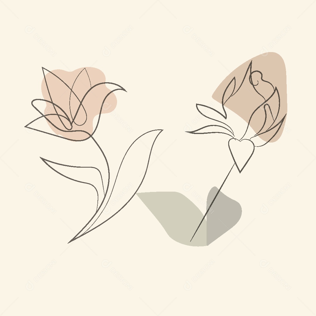 Desenho de Flores Feito a Mão Vetor EPS