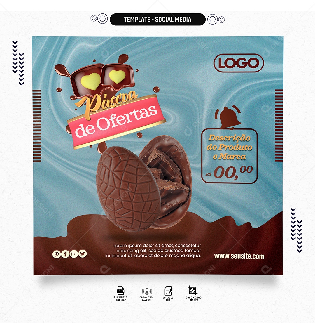 Páscoa de Ofertas Social Media PSD Editável