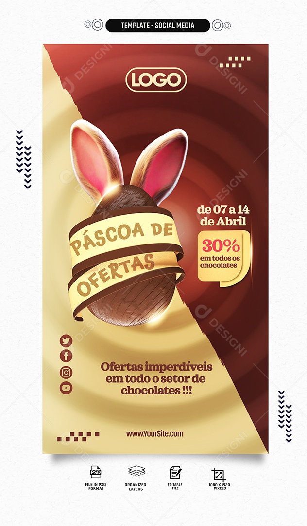 Story Páscoa de Ofertas Imperdíveis em todo Setor de Chocolates Social Media PSD Editável