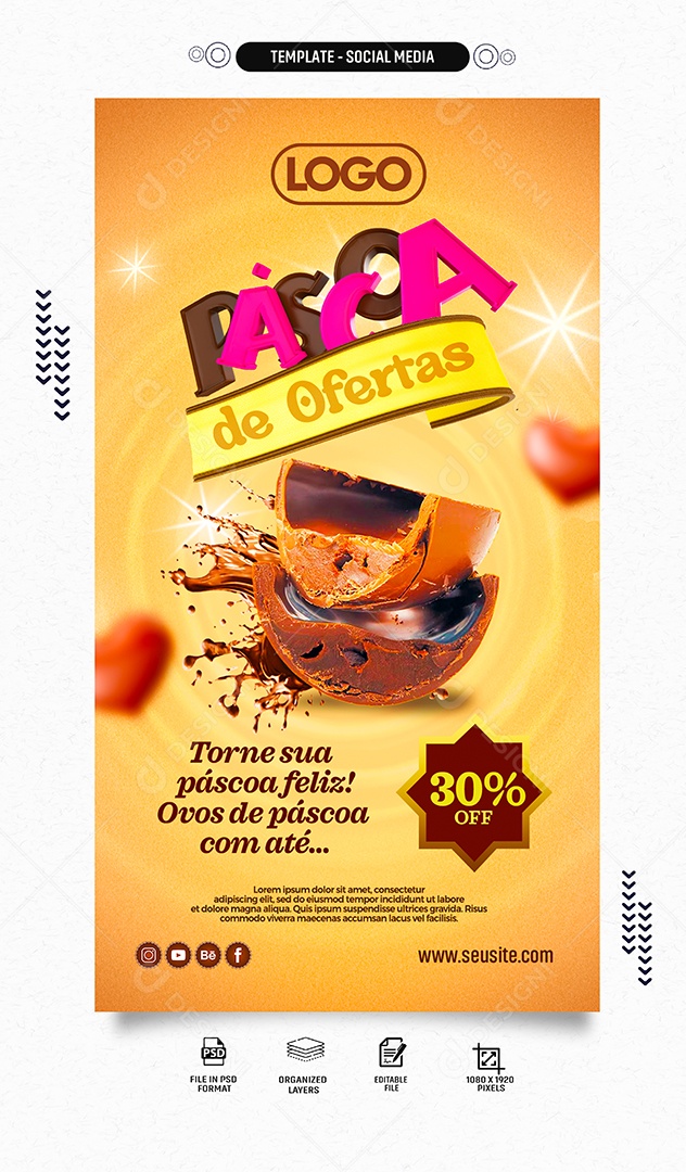 Story Páscoa de Ofertas Torne a sua Feliz Social Media PSD Editável