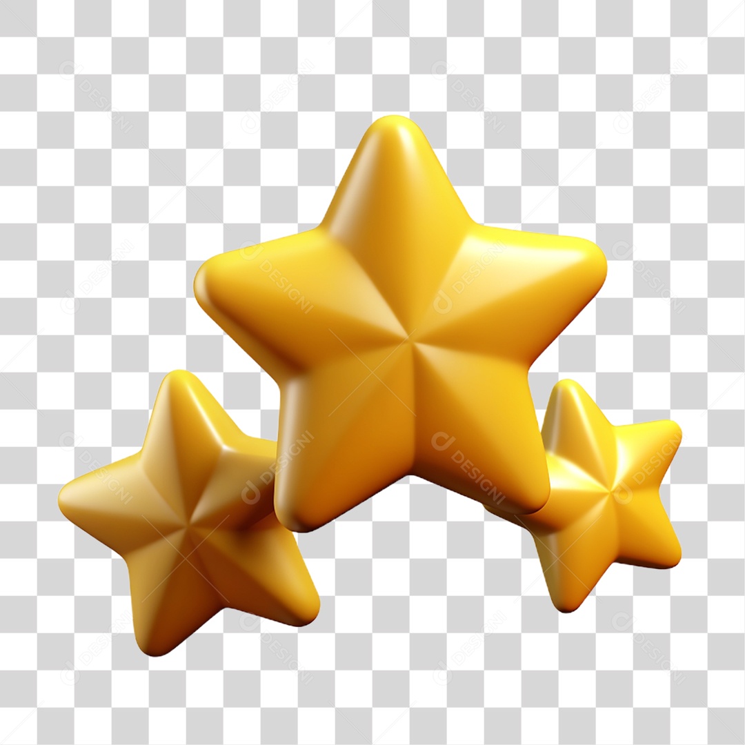 Elemento 3D Estrelas Enfeites Decorações PNG Transparente