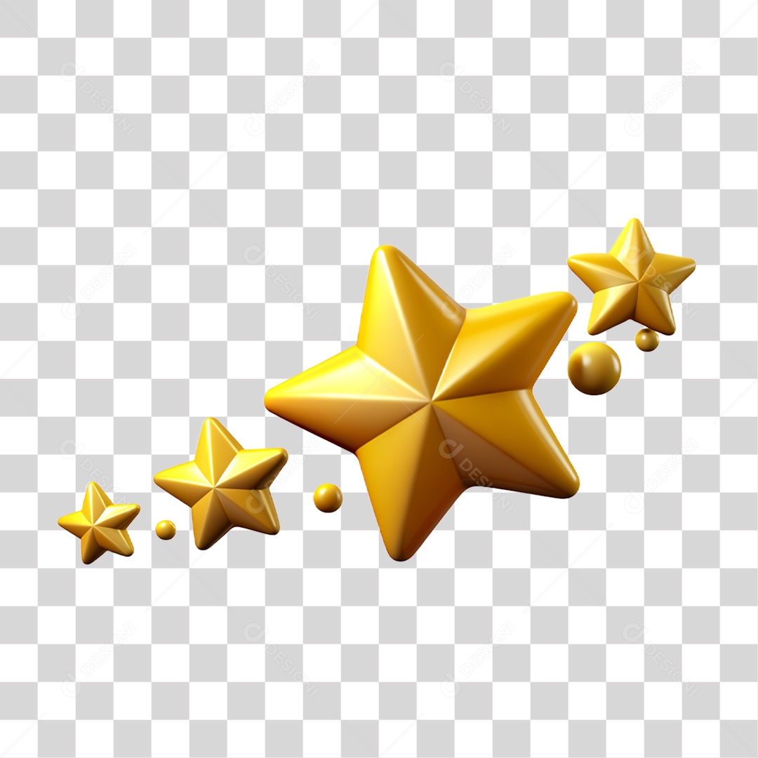 Elemento 3D Estrelas Enfeites Decorações PNG Transparente