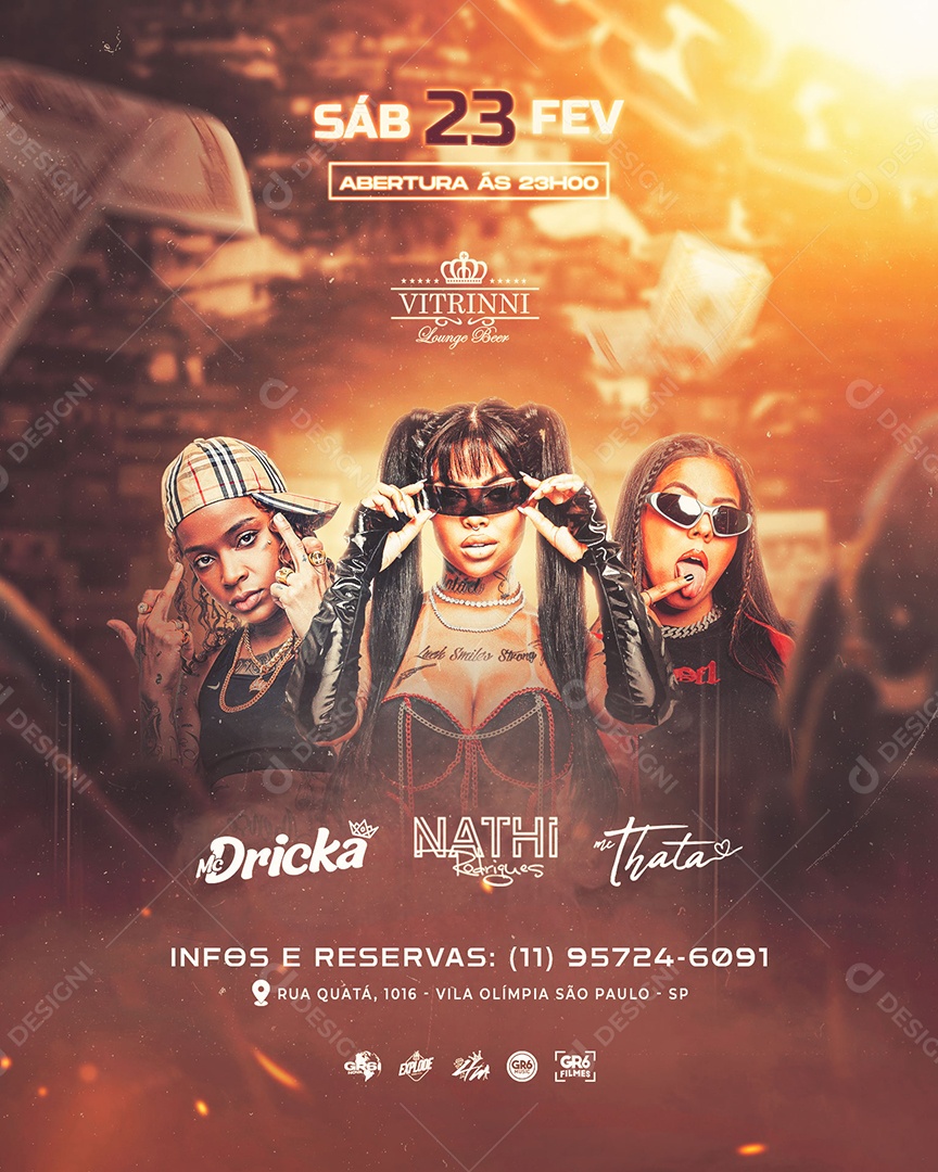 Flyer Shows Mc Dricka DJ Nathi Rodrigues Mc Thata Social Media PSD Editável
