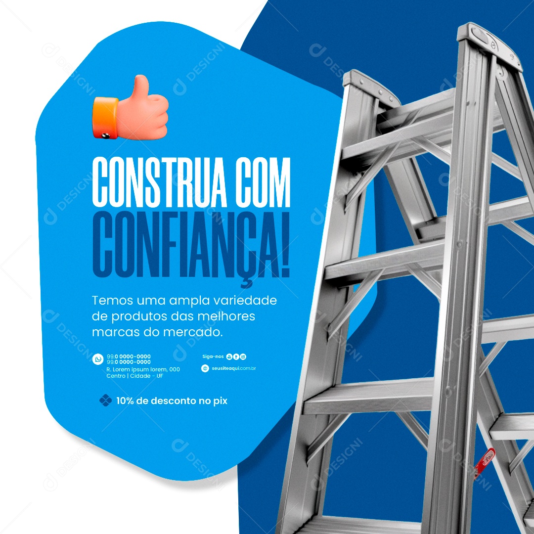 Loja de Construção Construa com Confiança Social Media PSD Editável
