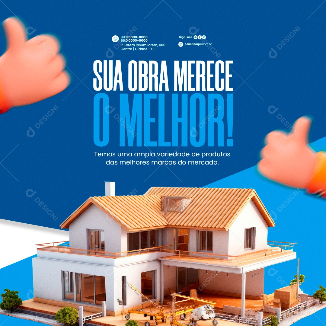 Loja de Construção Sua obra merece o melhor Social Media PSD Editável