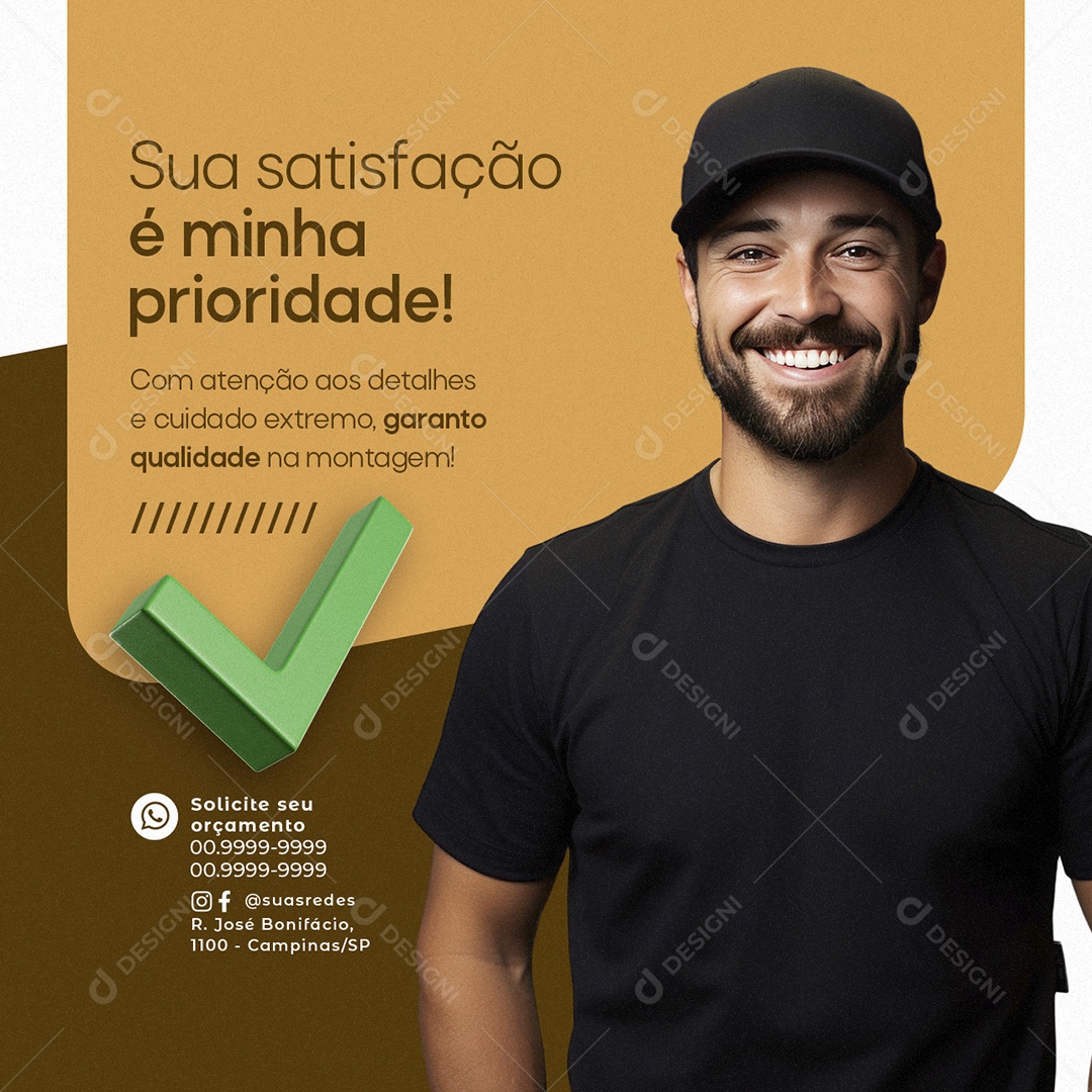 Montador de Moveis Sua satisfação é minha prioridade Social Media PSD Editável