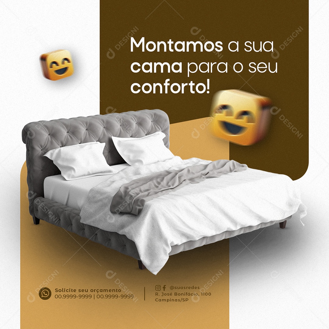 Montador de Moveis Montamos a sua cama para o seu conforto Social Media PSD Editável