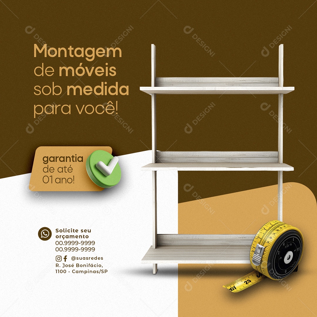 Montador de Moveis Montagem de móveis sob medida para você Social Media PSD Editável