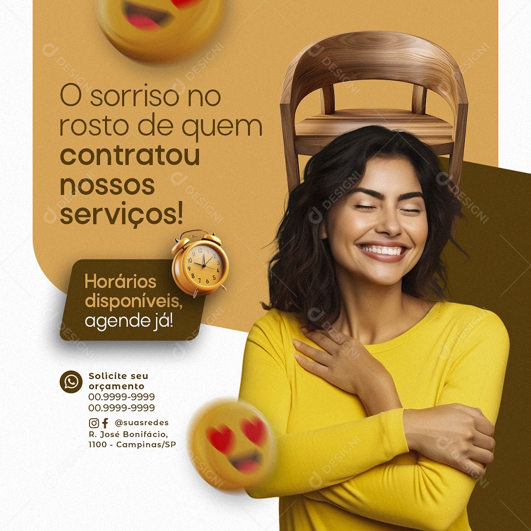 Montador de Moveis O sorrisos no rosto de quem contratou nossos serviços Social Media PSD Editável