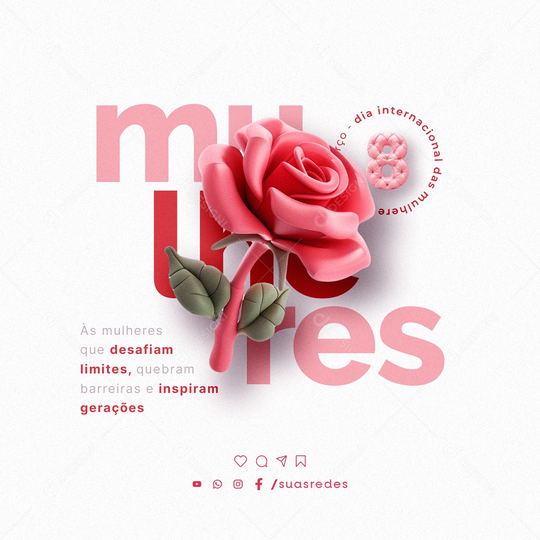 Dia Internacional das Mulheres 08 De Março Ás mulheres que desafiam limites Social Media PSD Editável