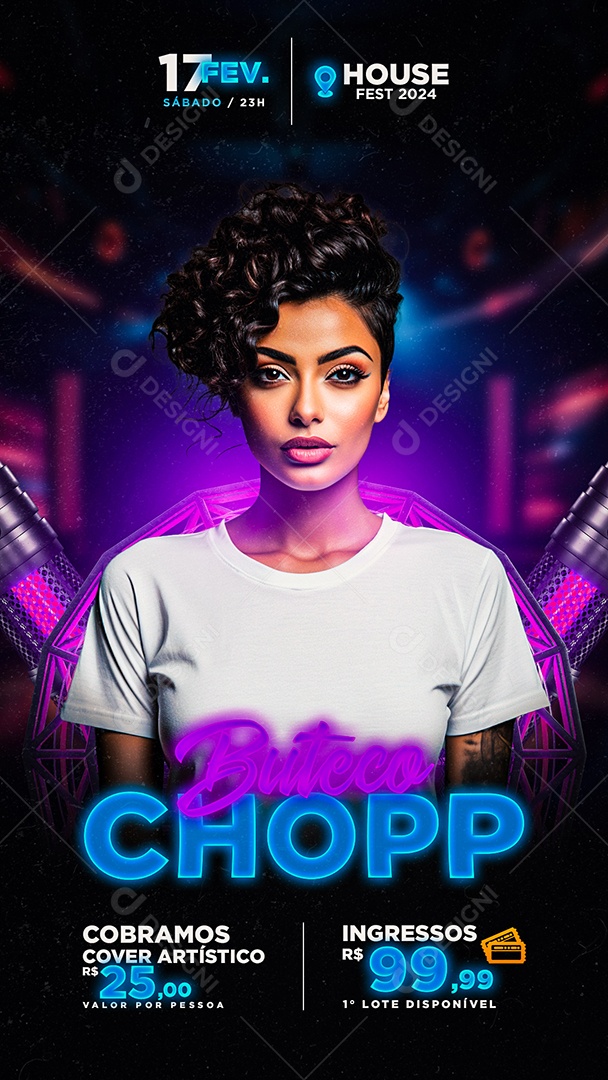 Story Flyer Buteco Chopp Show ao Vivo Social Media PSD Editável