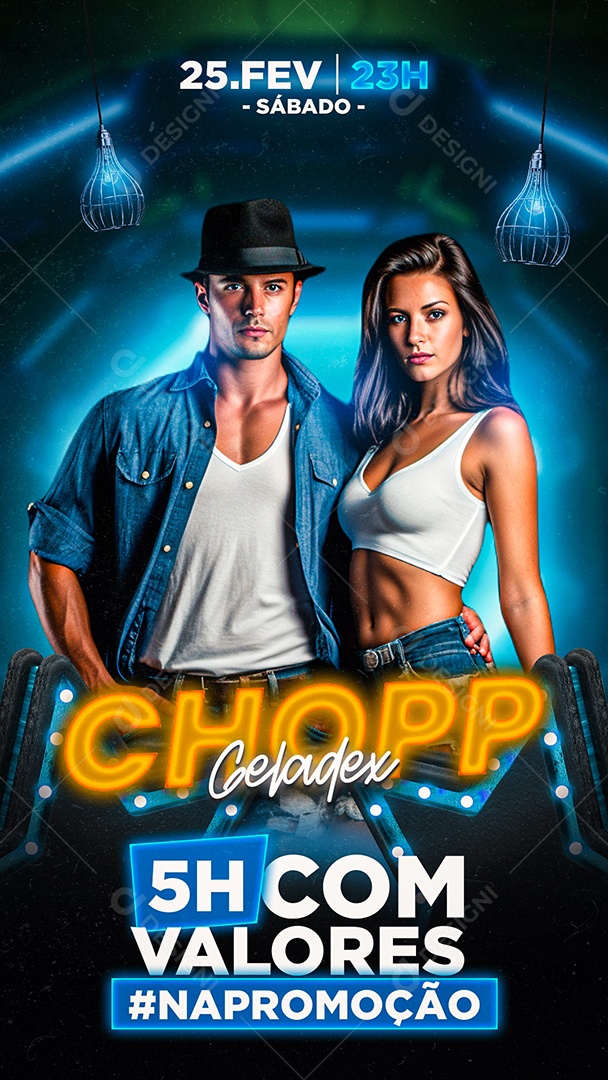 Story Flyer Chopp Geladex na Promoção Show Social Media PSD Editável