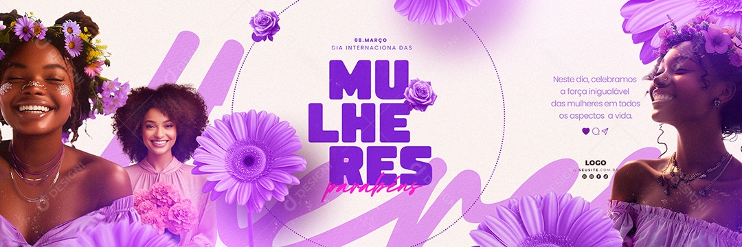 Carrossel Dia Internacional das Mulheres 8 de Março todos os Aspectos a Vida Social Media PSD Editável