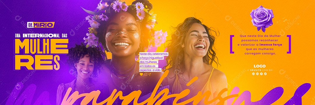 Carrossel Dia Internacional das Mulheres 8 de Março Celebramos a Força Inigualável Social Media PSD Editável