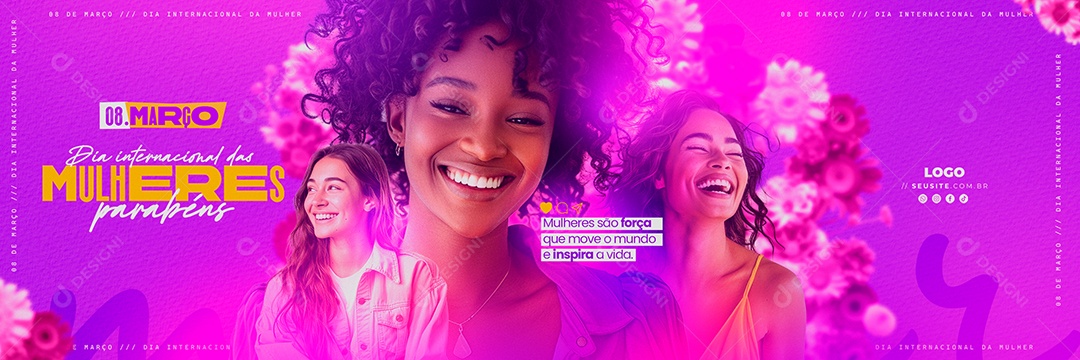 Carrossel Dia Internacional das Mulheres 8 de Março são Força que Move o Mundo Social Media PSD Editável