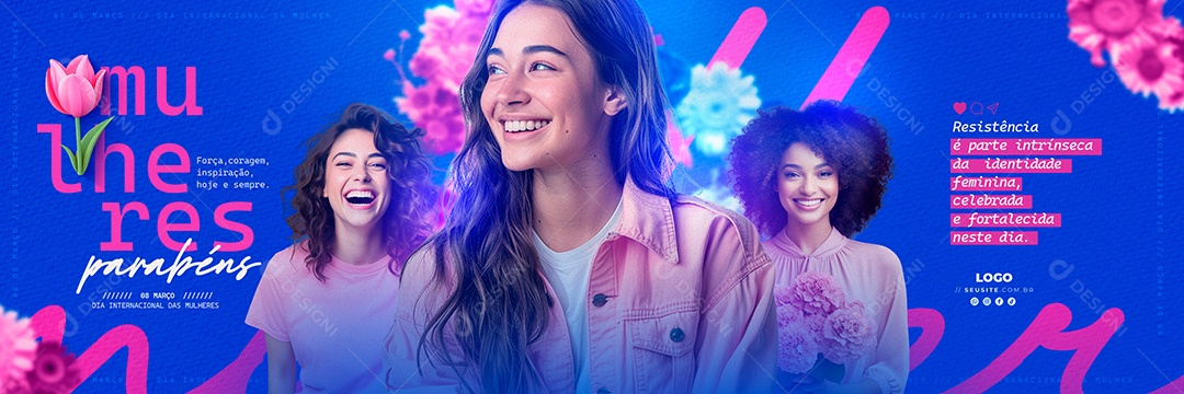 Carrossel Dia Internacional das Mulheres 8 de Março Social Media PSD Editável