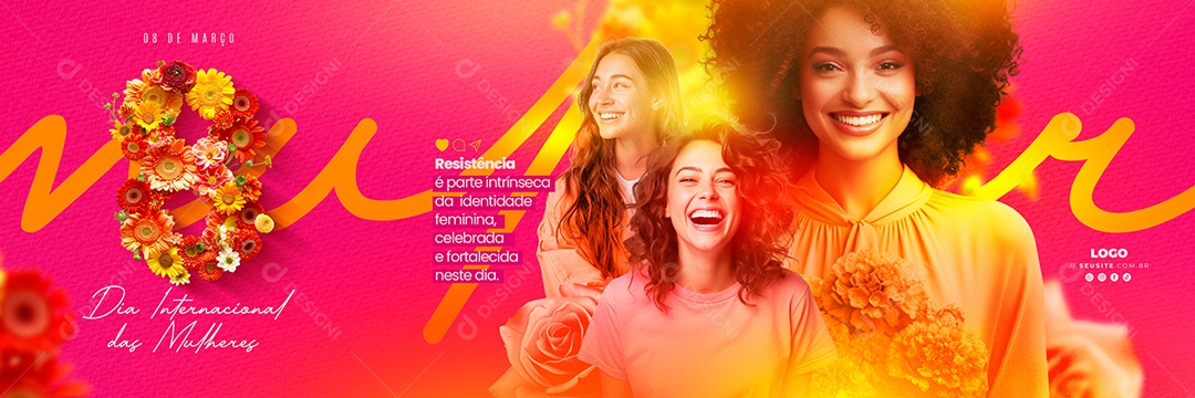 Carrossel Dia Internacional das Mulheres 8 de Março Resistência Social Media PSD Editável