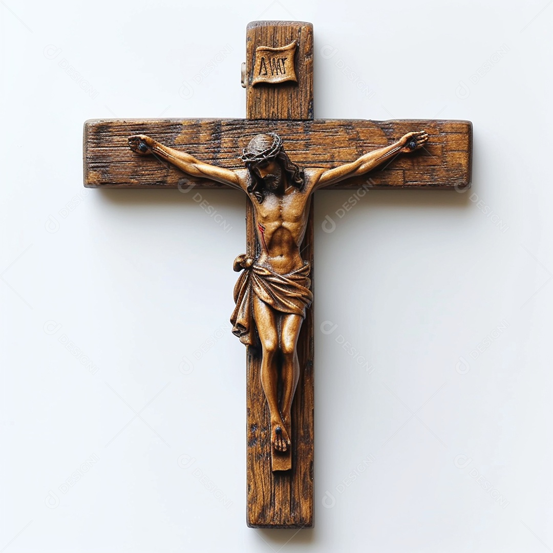 Cruz de madeira sobre fundo isolado