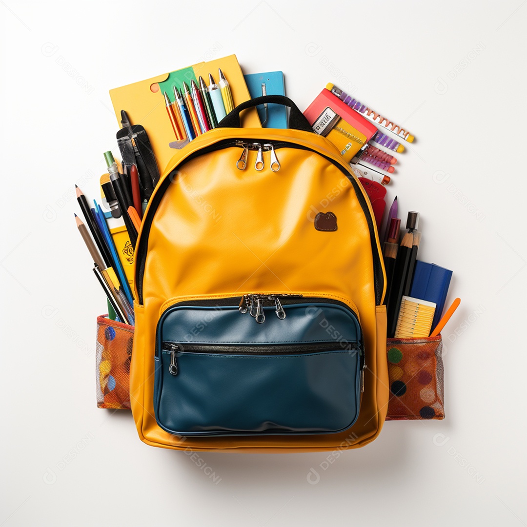 Material escolar sobre fundo isolado