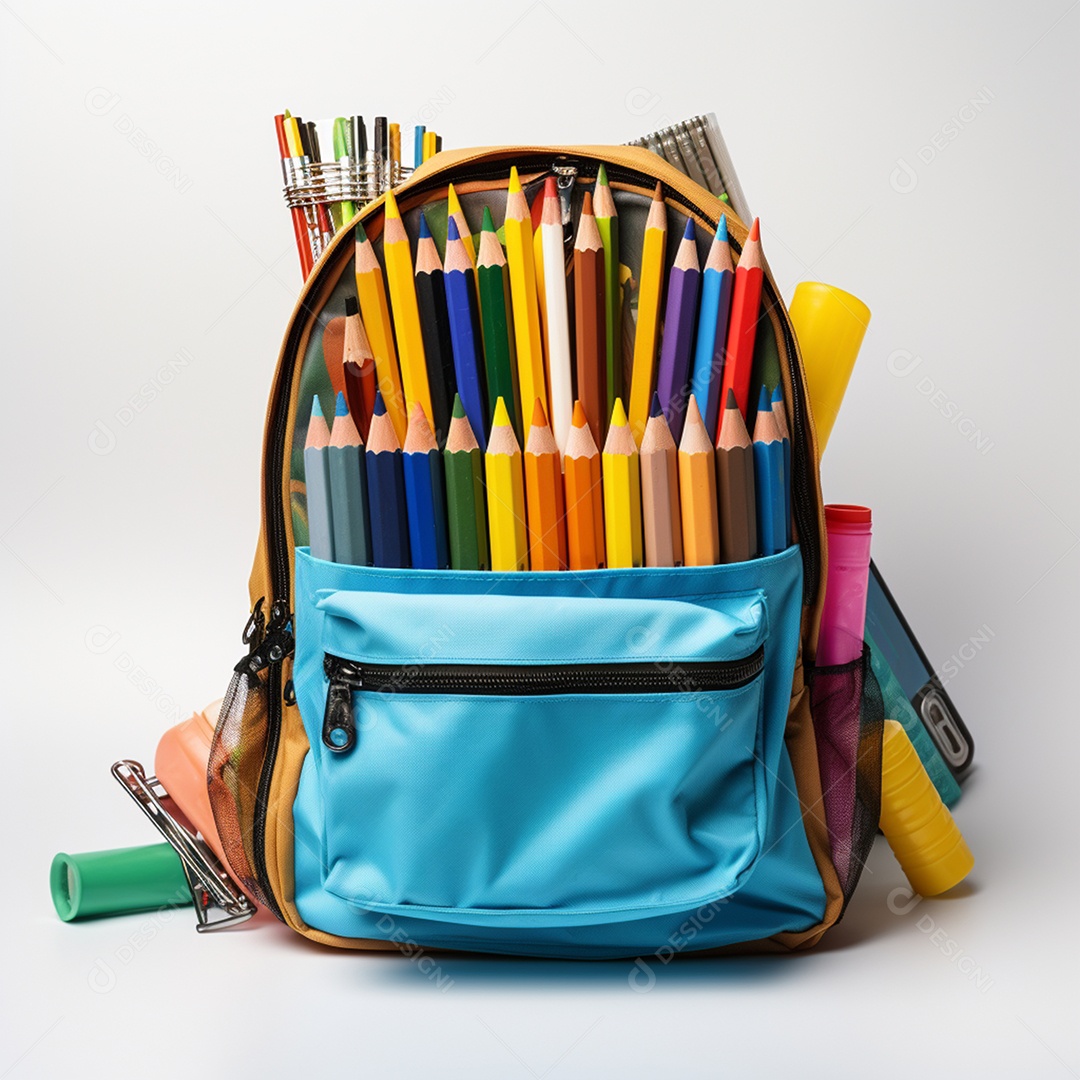 Material escolar sobre fundo isolado