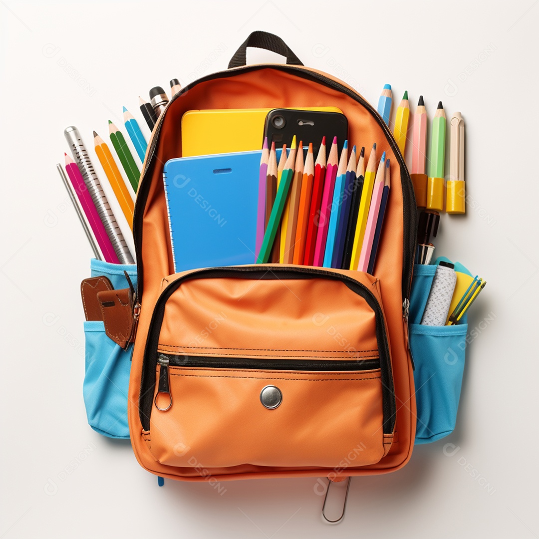 Material escolar sobre fundo isolado