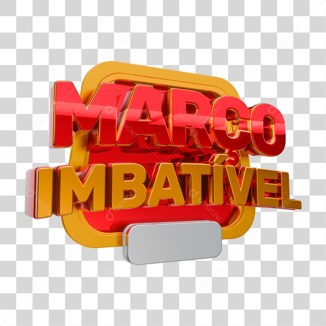 Selo 3D Março Imbatível PNG Transparente