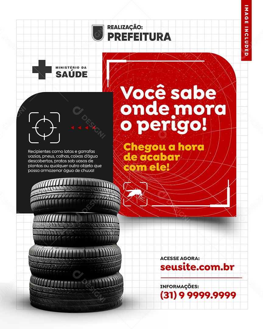 Campanha Dengue Prefeitura Você sabe onde mora o perigo Social Media PSD Editável