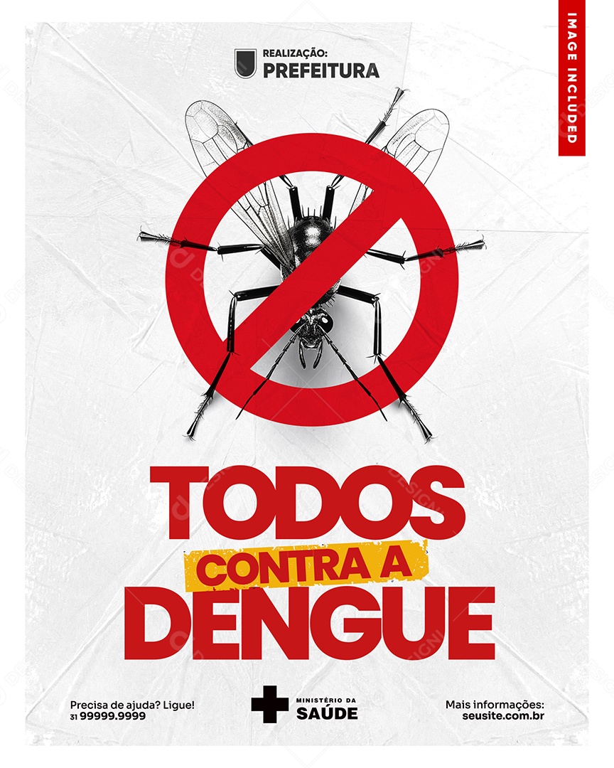 Campanha Dengue Prefeitura Todos Contra a Dengue Social Media PSD Editável