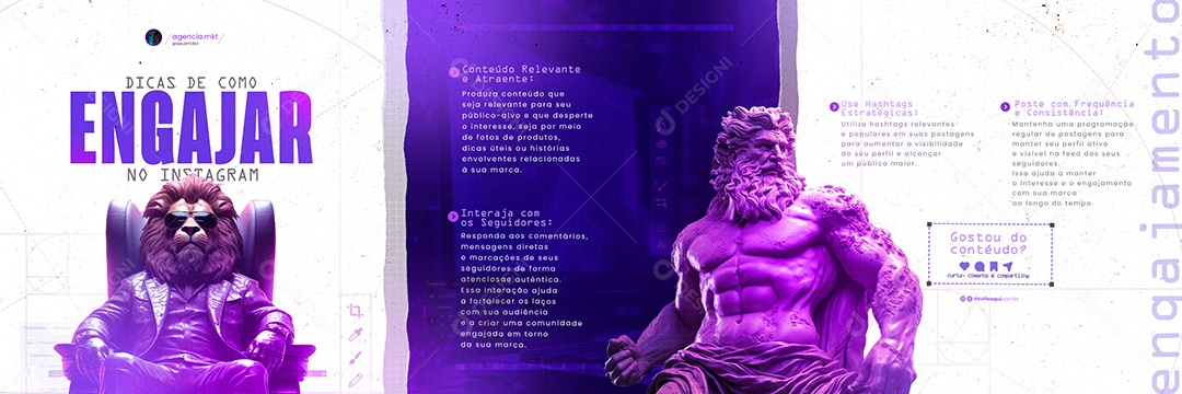 Carrossel Marketing Digital Dicas de como Engajar Social Media PSD Editável