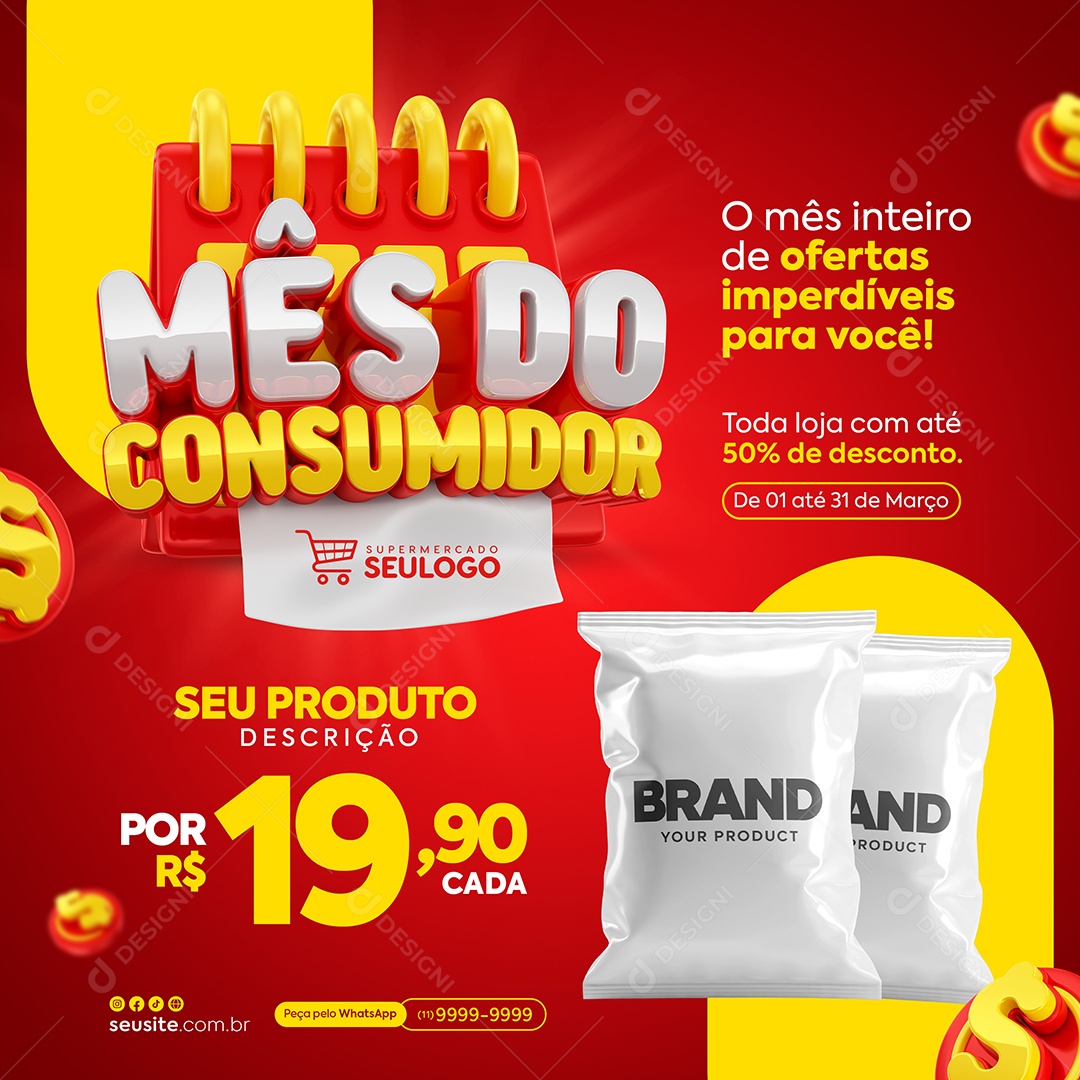 Mês do Consumidor O mês inteiro de ofertas Social Media PSD Editável
