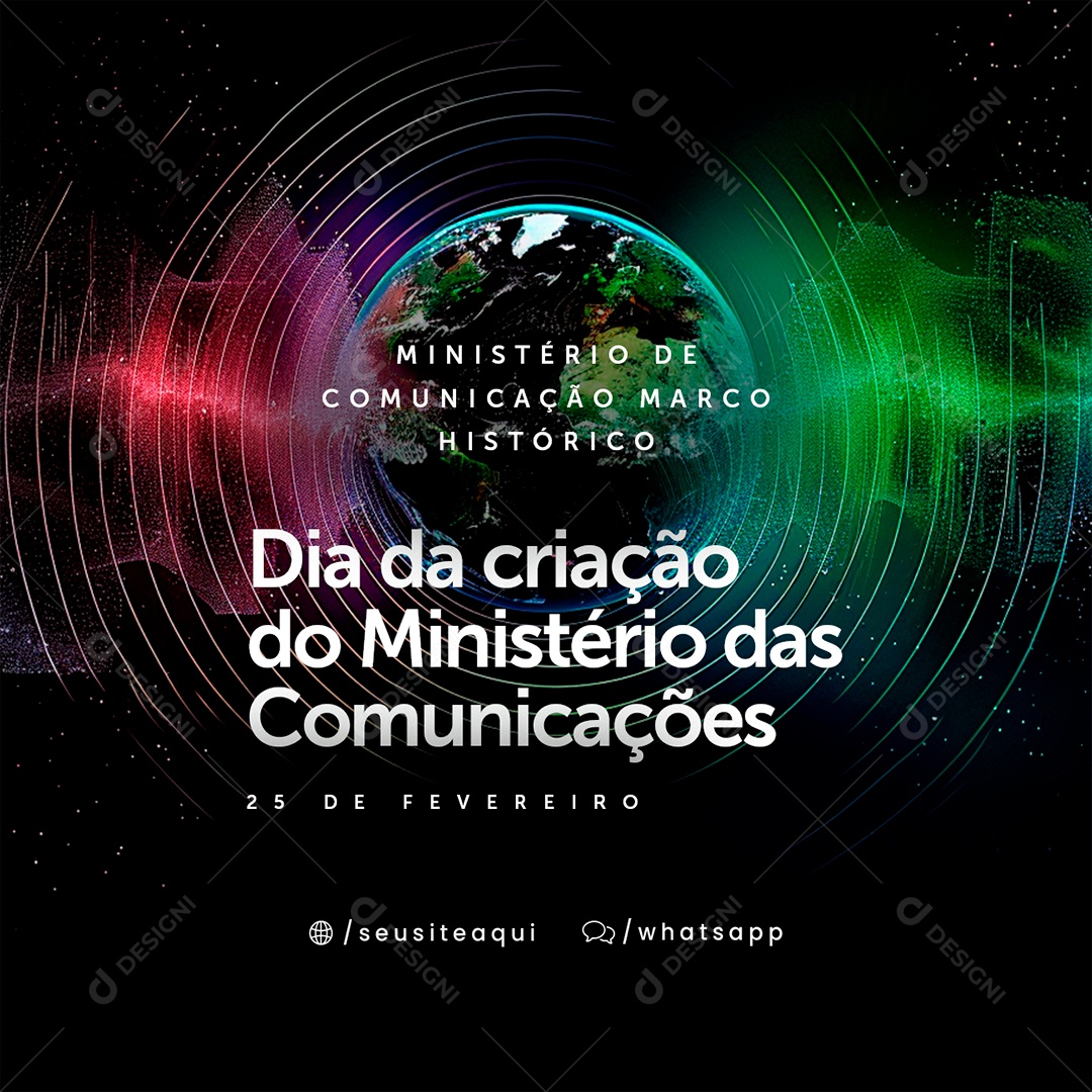 Dia da Criação do Ministério das Comunicações 25 De Fevereiro marco histórico Social Media PSD Editável