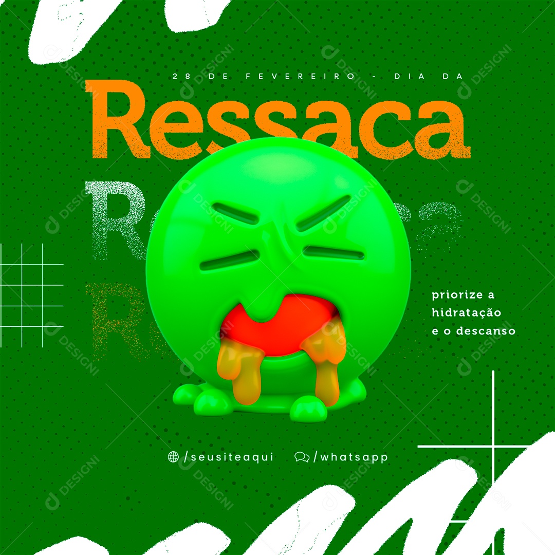 Dia Da Ressaca 28 De Fevereiro Priorize a hidratação Social Media PSD Editável