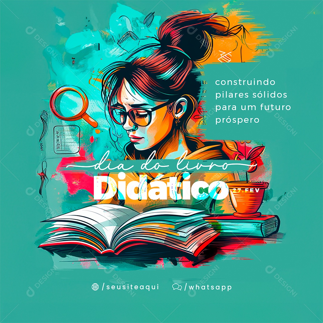 Dia do Livro Didático 27 De Fevereiro Construindo pilares sólidos Social Media PSD Editável