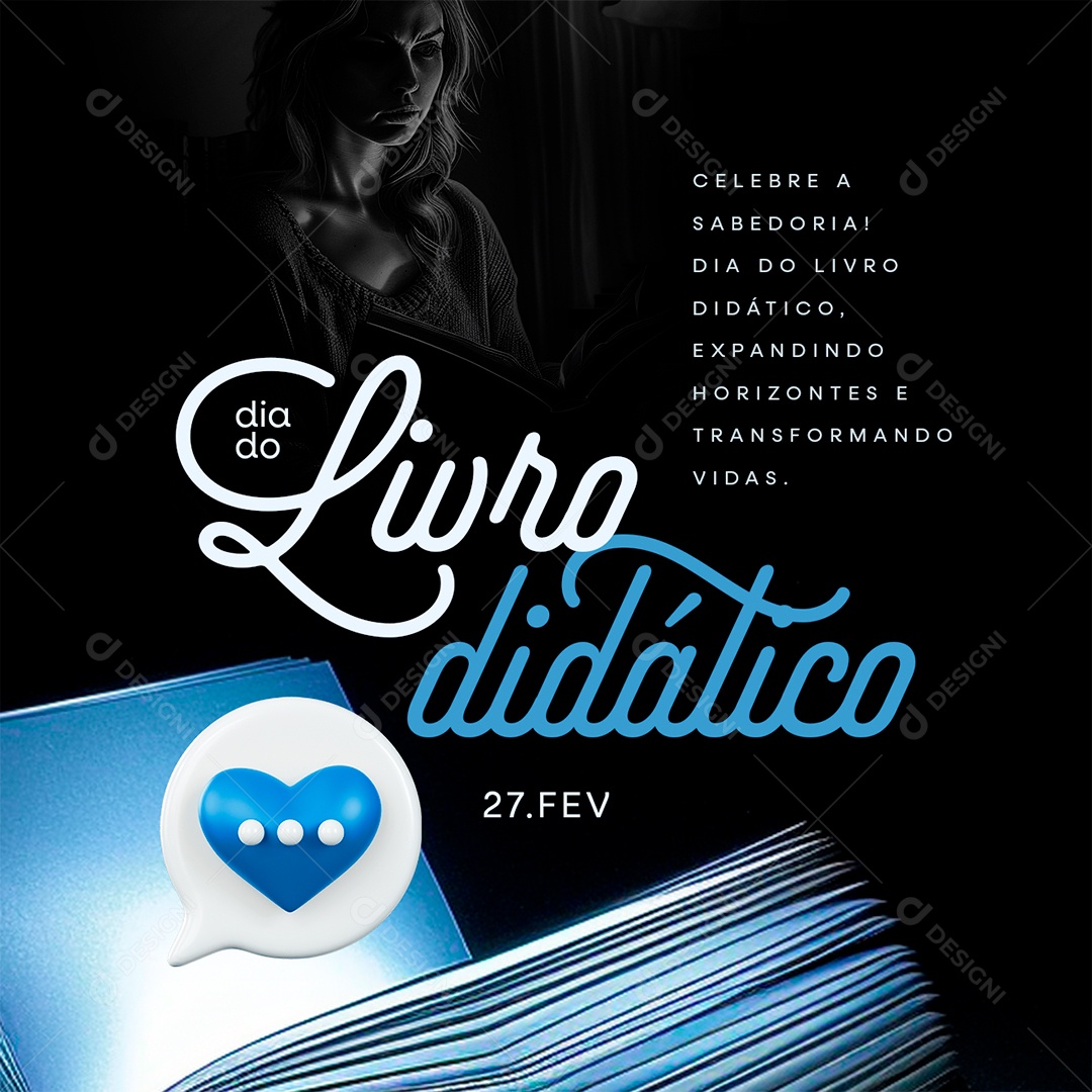 Dia do Livro Didático 27 De Fevereiro Celebre a Sabedoria Social Media PSD Editável