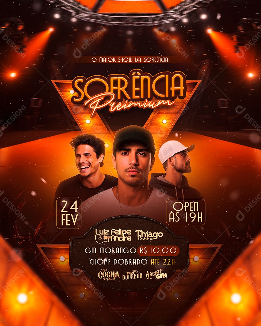 Flyer Sofrência Premium Luiz Felipe e Andre Thiago Cunha Social Media PSD Editável