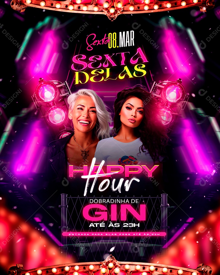 Flyer Sexta Delas Happy Hour Social Media PSD Editável