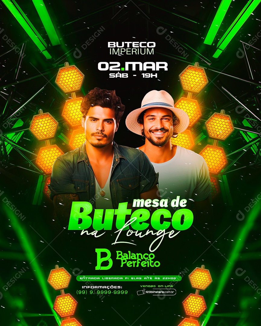 Flyer Mesa de Buteco na Lounge Balanço Perfeito Social Media PSD Editável