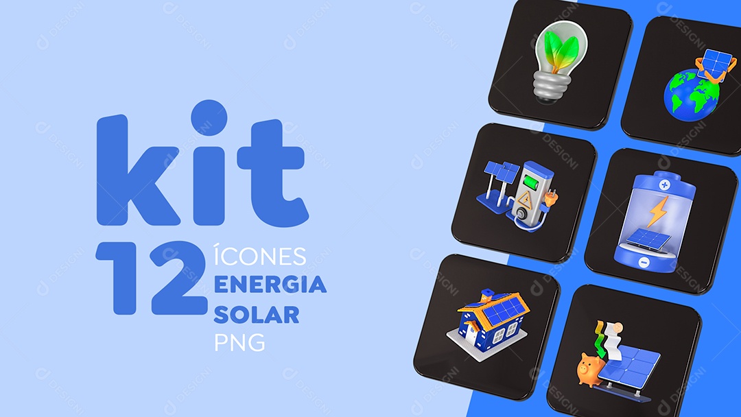 Kit 12 Ícones de Energia Solar PSD + PNG