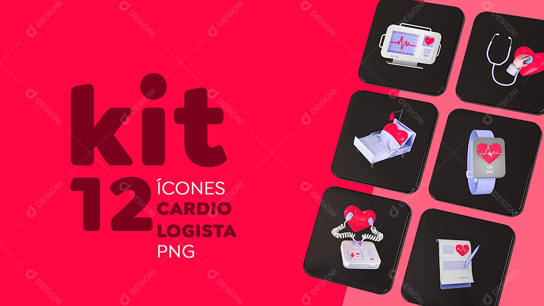 Kit 12 Ícones de Cardiologista PSD + PNG