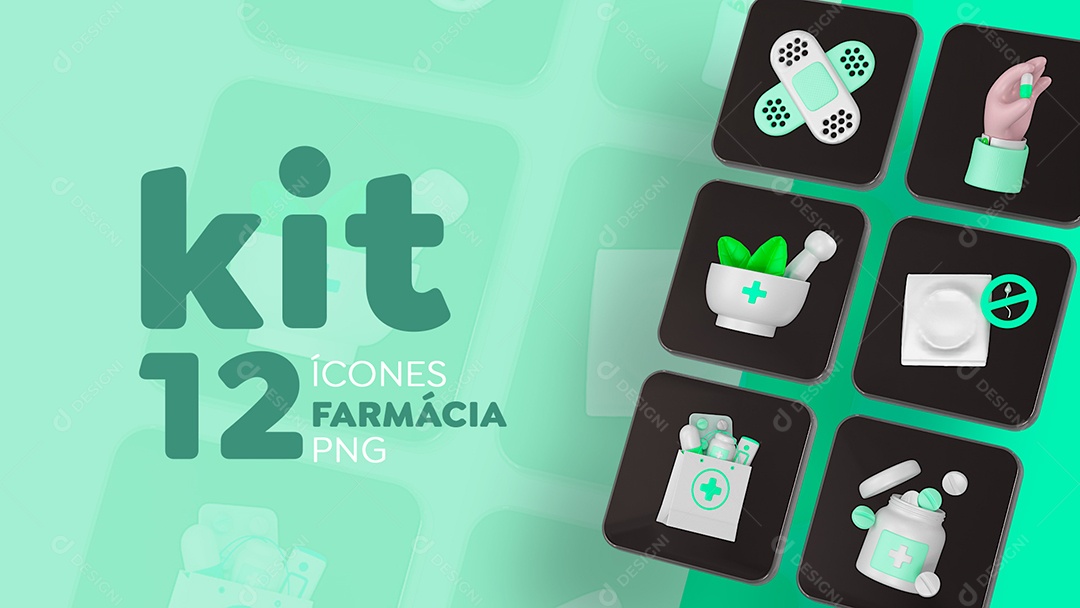 Kit 12 Ícones de Farmácia PSD + PNG