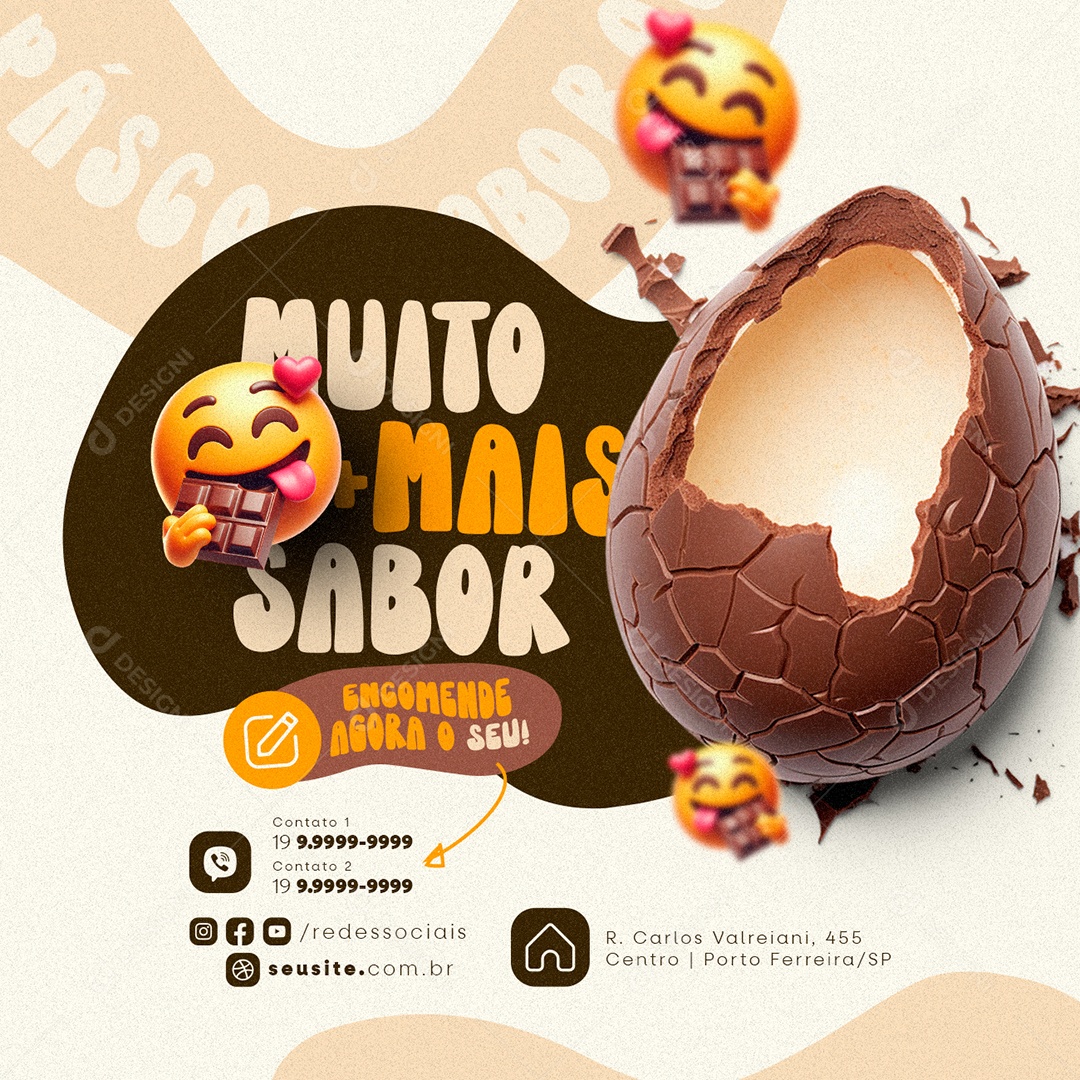 Páscoa 31 de Março Chocolateria Supermercado Muito mais sabor Social Media PSD Editável