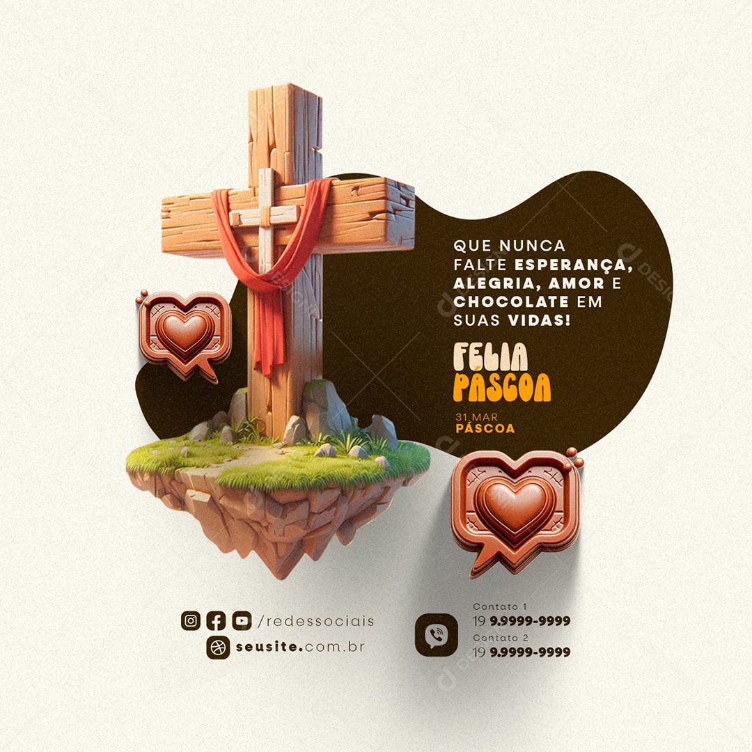 Social Media Páscoa 31 de Março Chocolateria Supermercado Que nunca falte esperança PSD Editável